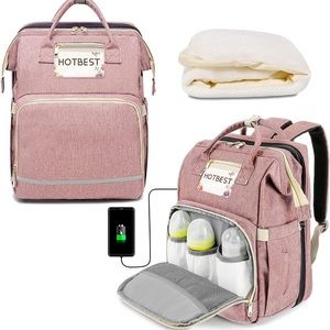 HOTBEST Pink Baby Diaper Bag Backpack Newborn Baby Essential